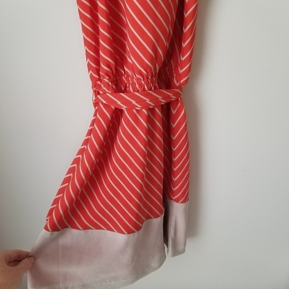 Express Orange and Cream Striped Halter Shift Dress with Keyhole Detail, Size XS - Picture 6 of 10